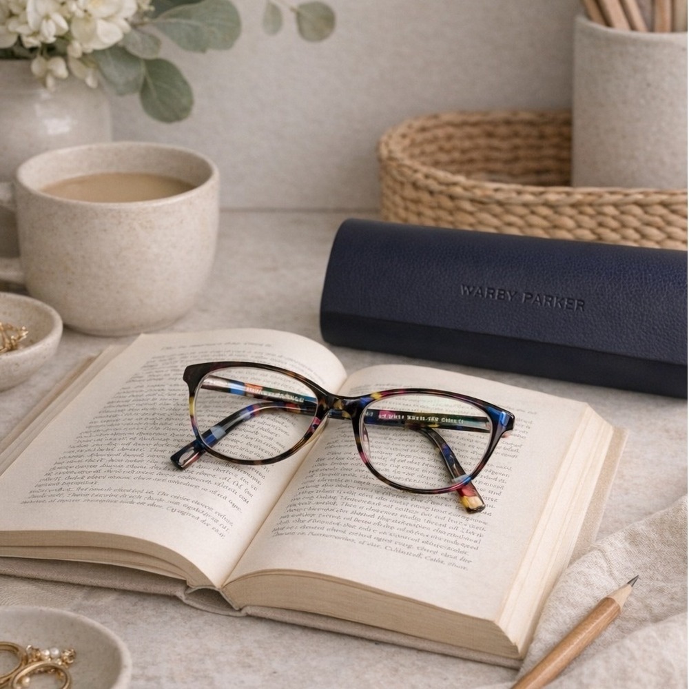 Warby Parker Daisy M-850 Multi Color Tortoise Eyeglasses Round Frames with Case